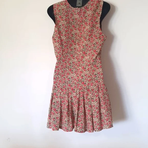 Size 12 (approx) Pink Floral Sleeveless Dress - Picture 5 of 6